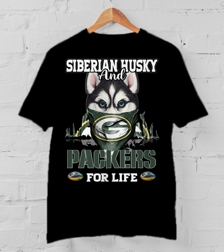 Siberian Husky And Packers For Life T-Shirt