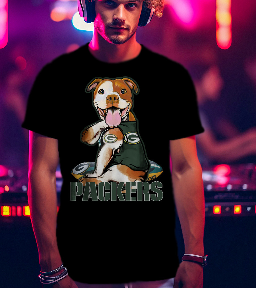 Packers Pitbull With Green Bay Wilson Football T-Shirt