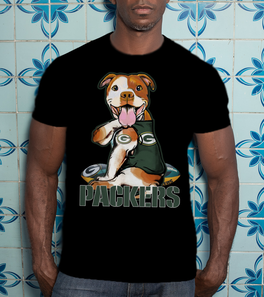 Packers Pitbull With Green Bay Wilson Football T-Shirt