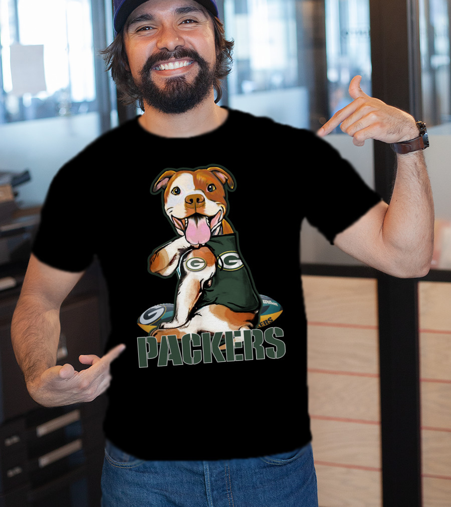 Packers Pitbull With Green Bay Wilson Football T-Shirt