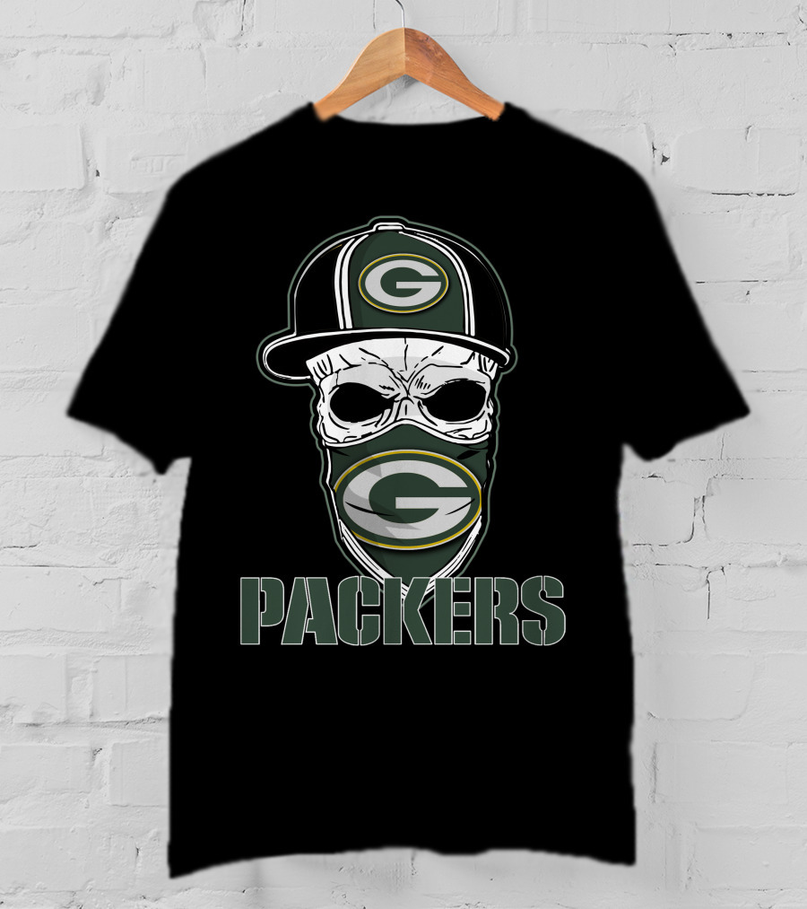 Skull Hat Green Bay Packers G Mask Packers T-Shirt