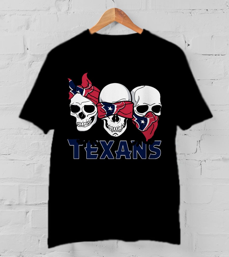 Texans Red White Blue Skull Bandana Trio T-Shirt