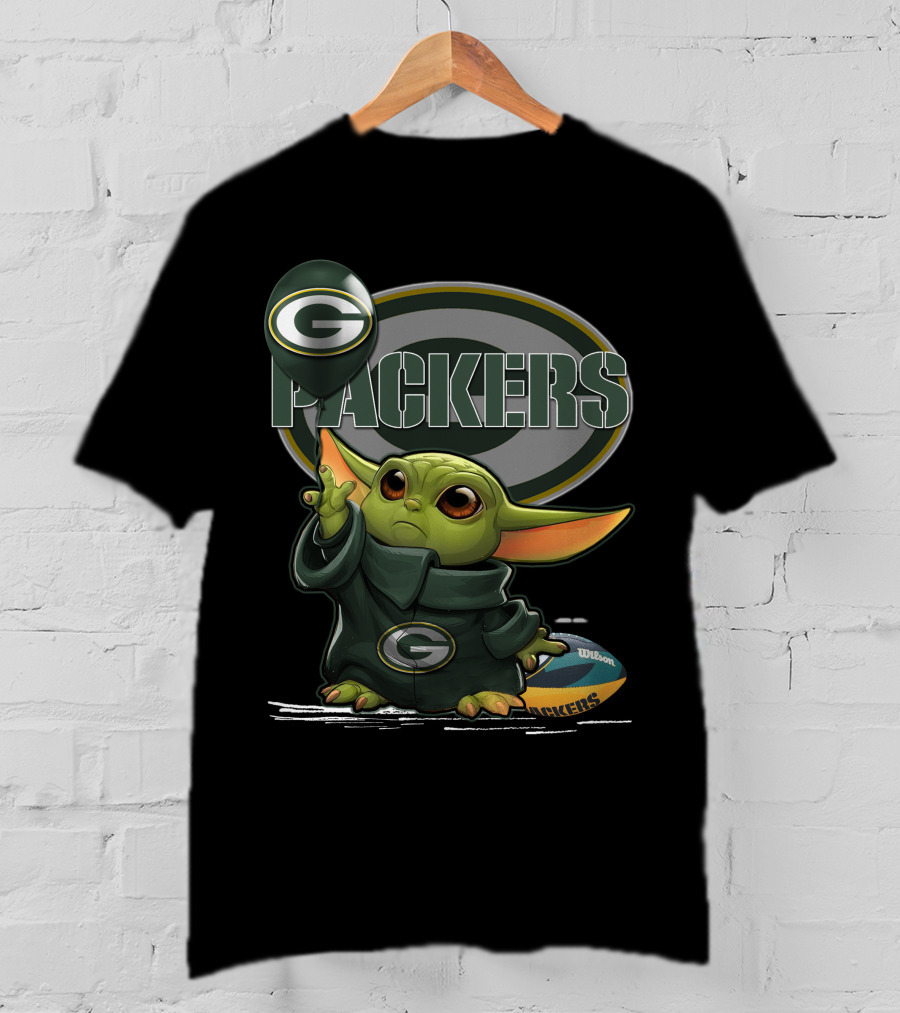 Packers Green Bay Baby Yoda Football Fan T-Shirt