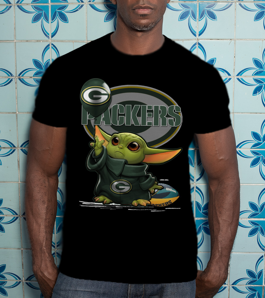 Packers Green Bay Baby Yoda Football Fan T-Shirt