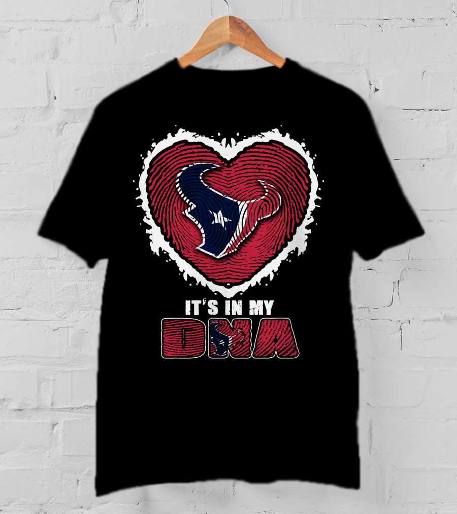 Houston Texans Heart Thumbprint Logo It's In My Dna T-Shirt