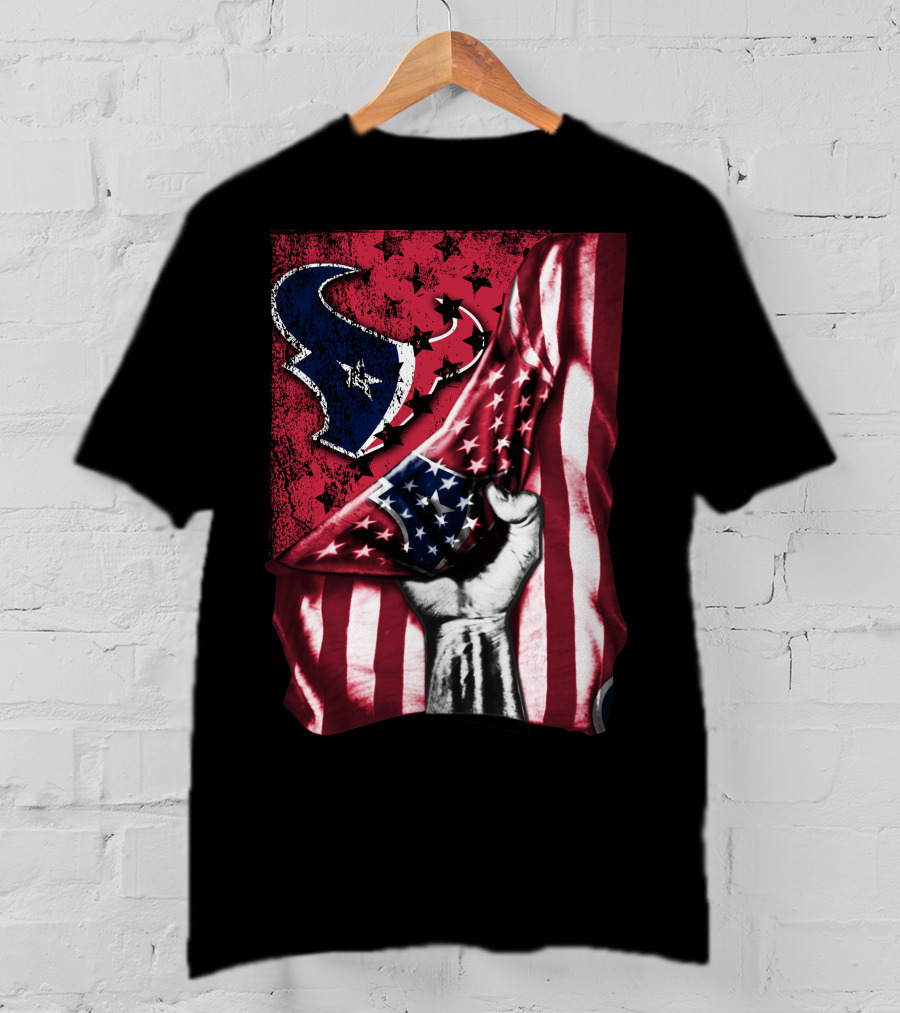 Patriotic Houston Texans Stars And Stripes Flag T-Shirt