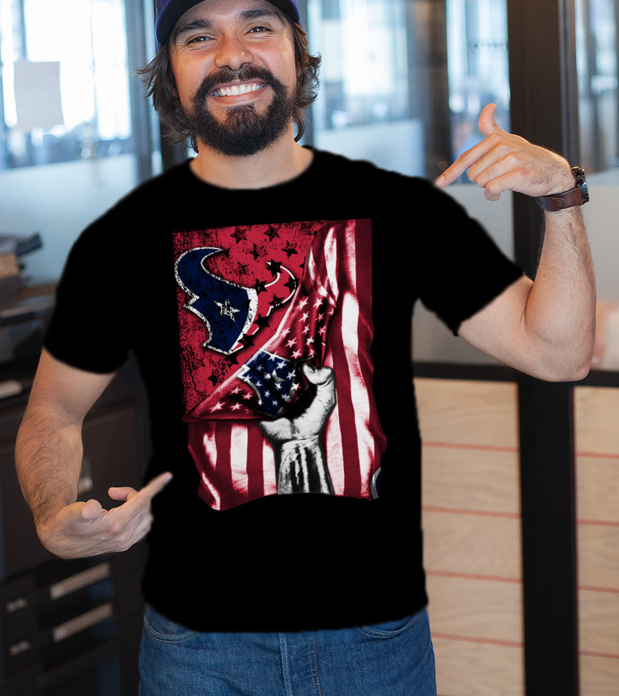 Patriotic Houston Texans Stars And Stripes Flag T-Shirt