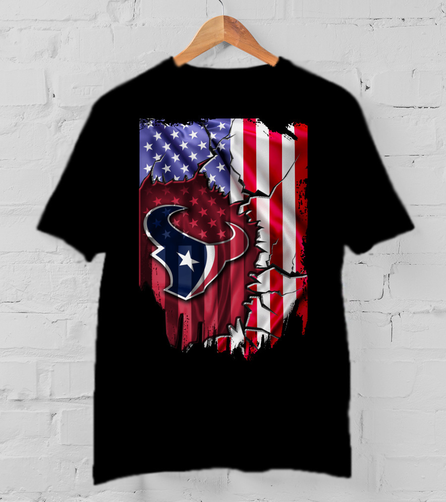American Flag Houston Texans Logo Burst T-Shirt