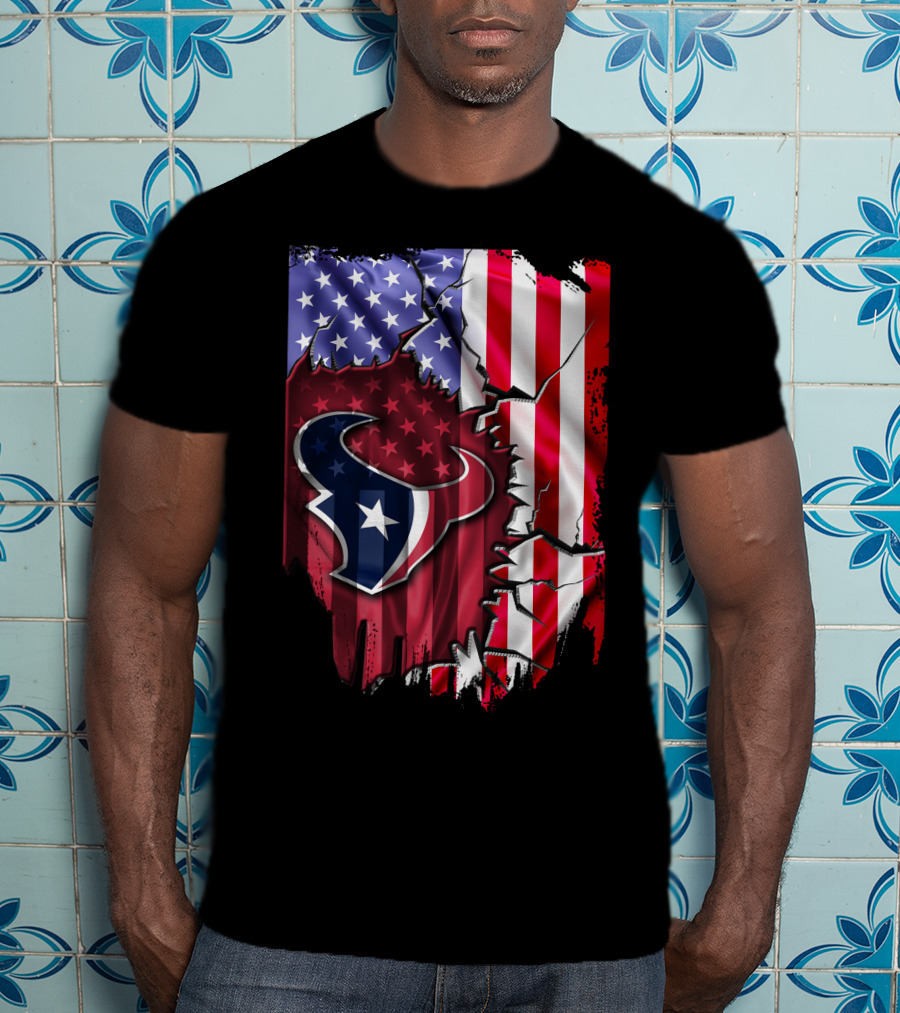 American Flag Houston Texans Logo Burst T-Shirt