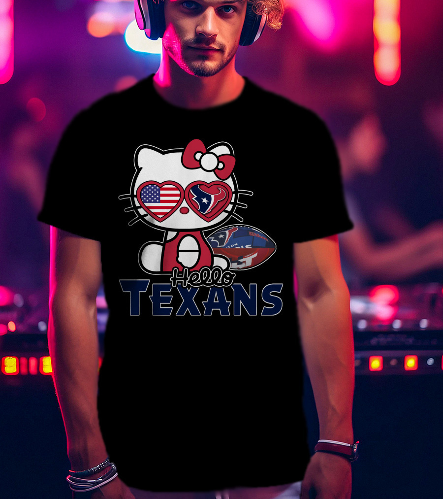 Hello Kitty Houston Texans NFL Heart Eyes Football Fan T-Shirt