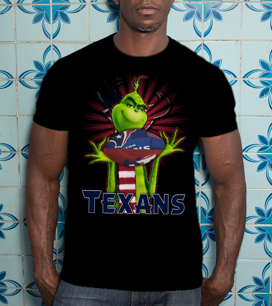 Grinch Holding Houston Texans Football T-Shirt