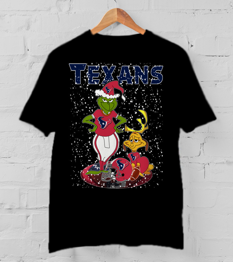 Texans Grinchxmas Festive Football Mashup T-Shirt
