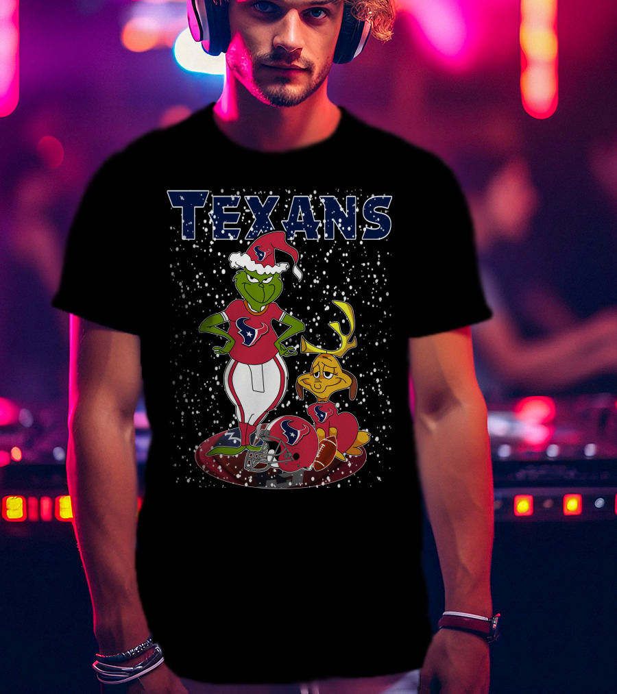 Texans Grinchxmas Festive Football Mashup T-Shirt