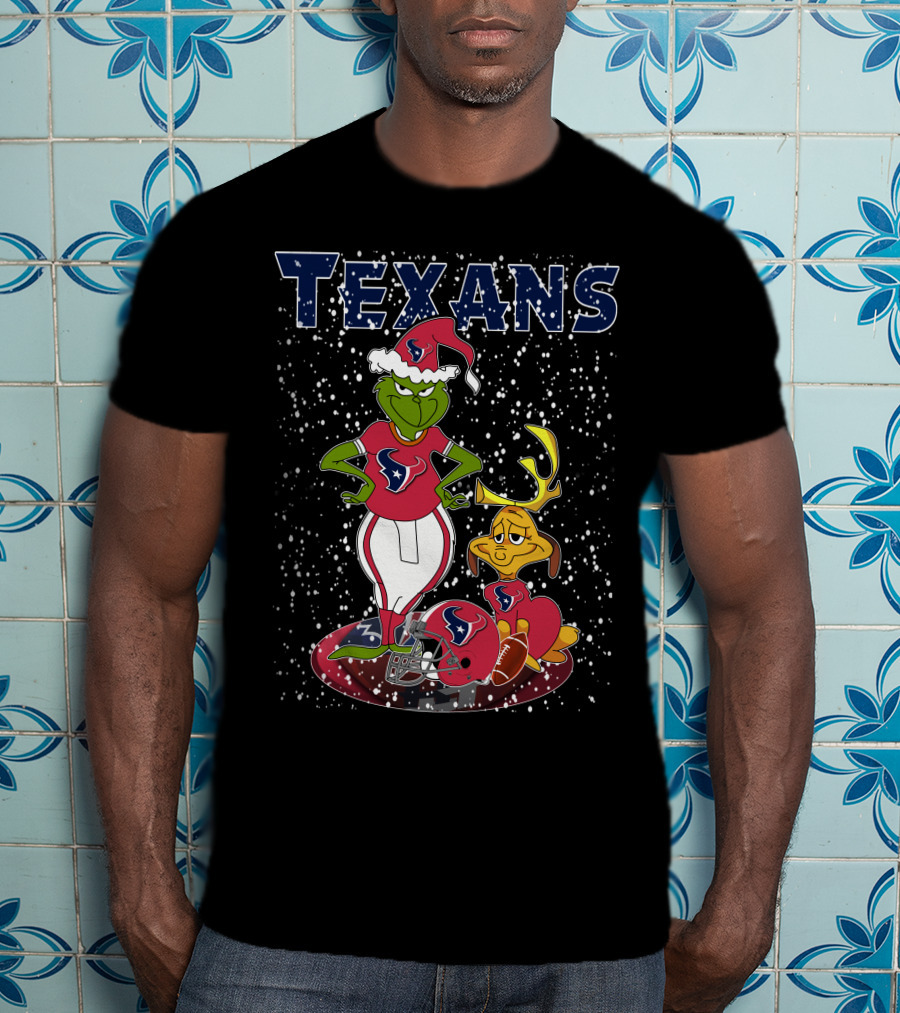 Texans Grinchxmas Festive Football Mashup T-Shirt