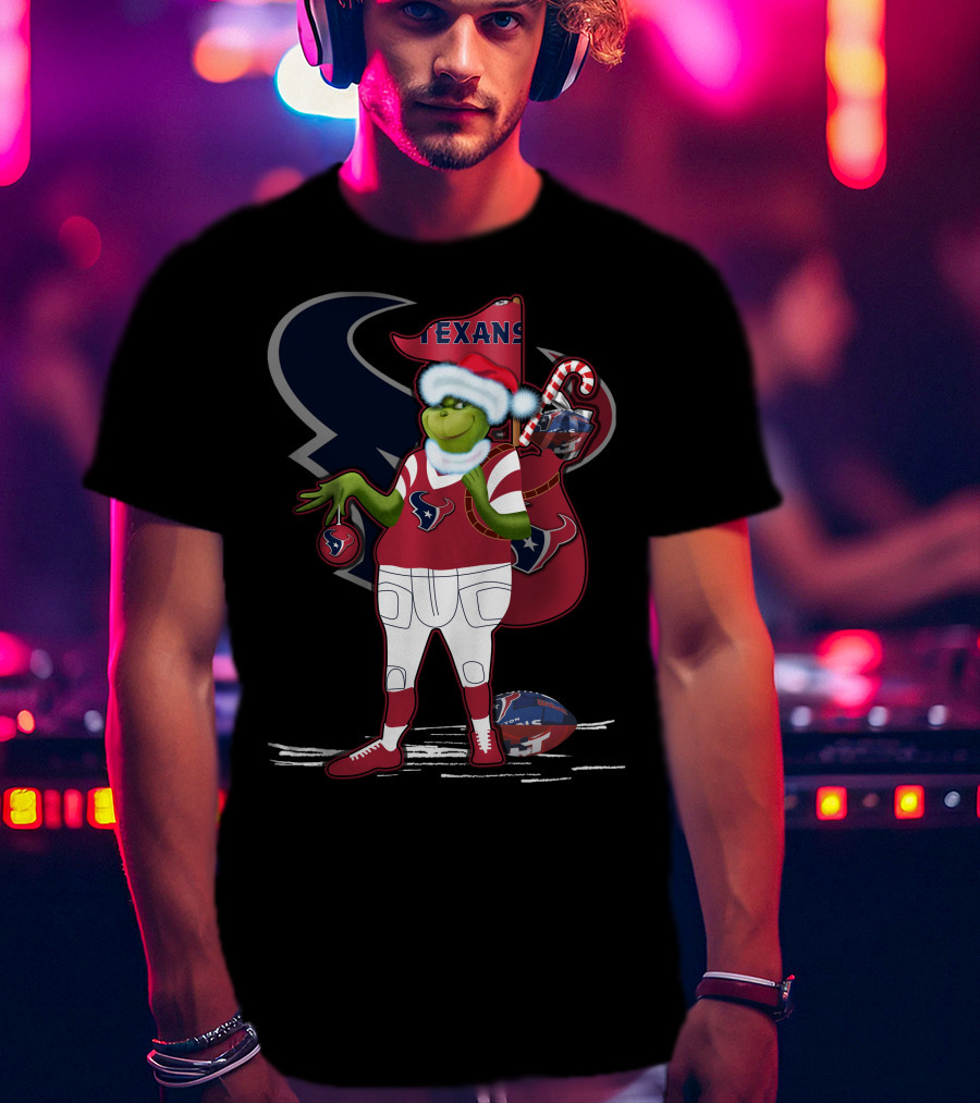 Grinchxmas Houston Texans Holiday Football Festive T-Shirt