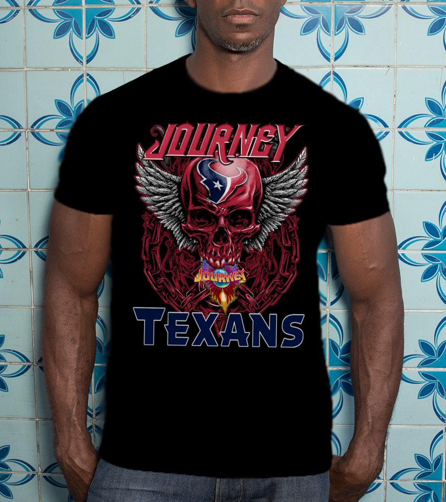 Journey Texans Winged Skull With Houston Logo Motif T-Shirt