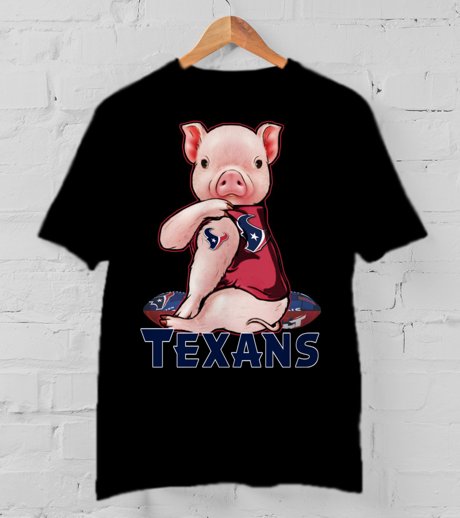 Texans Pig With Texans Logo And Football T-Shirt