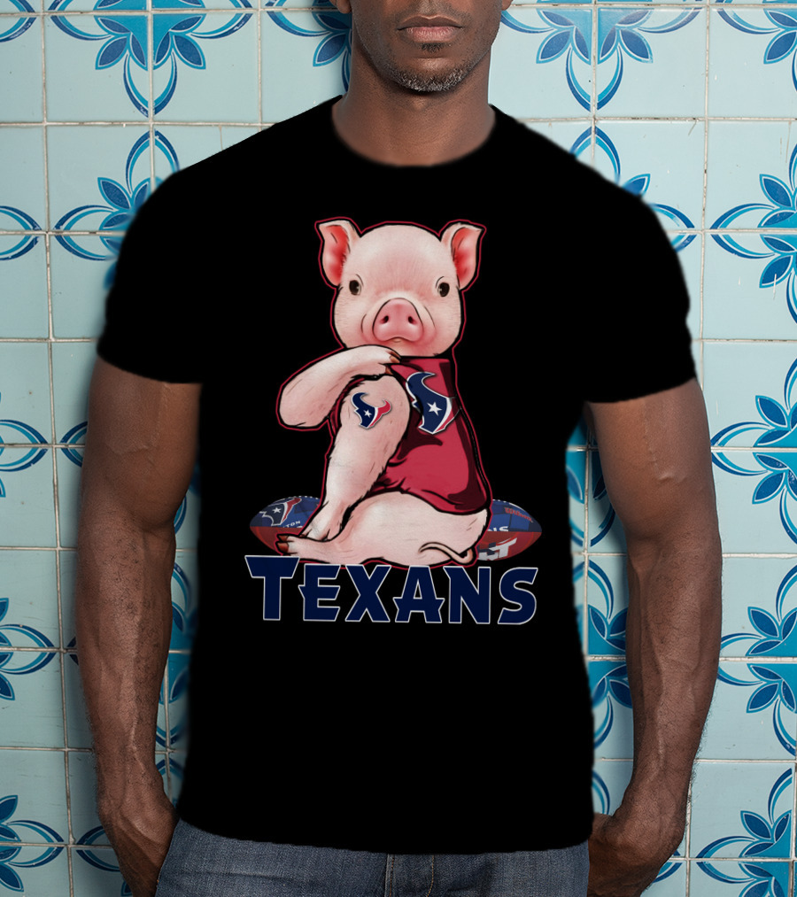 Texans Pig With Texans Logo And Football T-Shirt