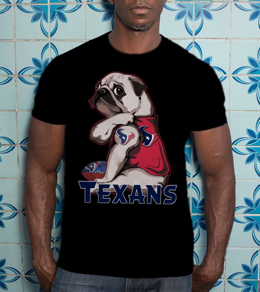Pug Texans Football Team Fan T-Shirt