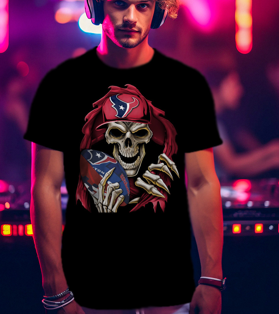 Skullbong Houston Texans Football Skeleton T-Shirt