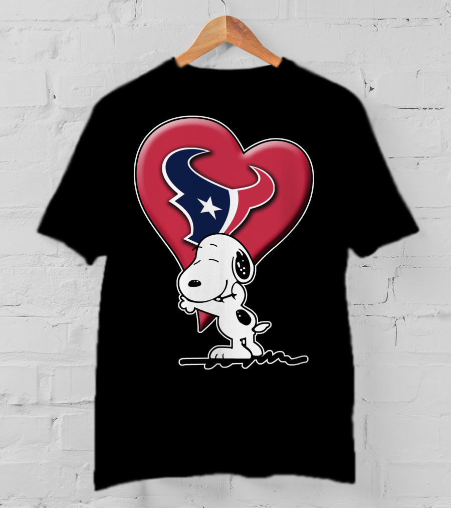 Snoopy Hugging Houston Texans Heart T-Shirt