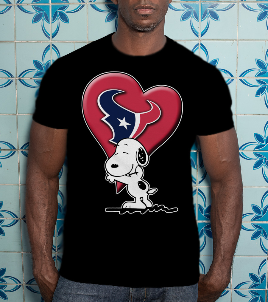 Snoopy Hugging Houston Texans Heart T-Shirt