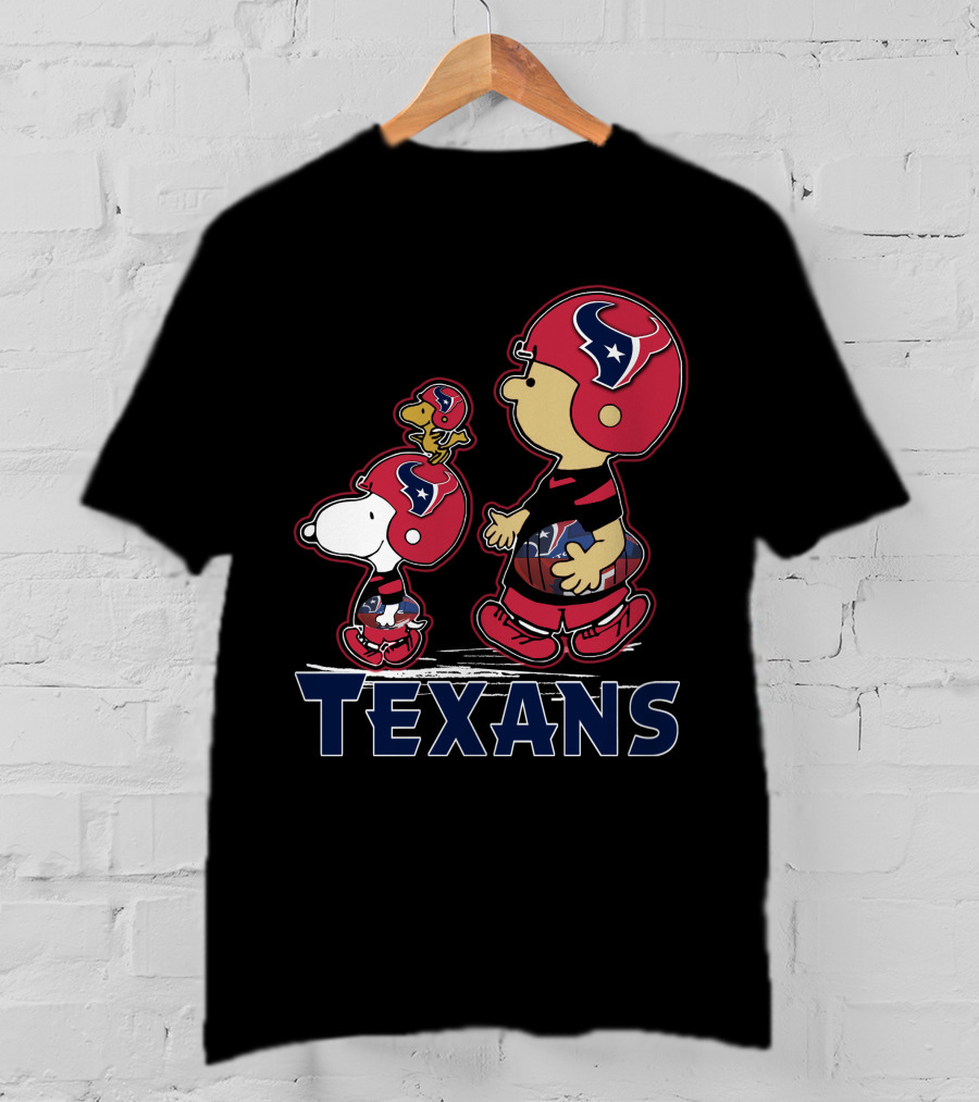 Snpfootball Texas Snoopy And Woodstock With Houston Texans Helmets And Football T-Shirt