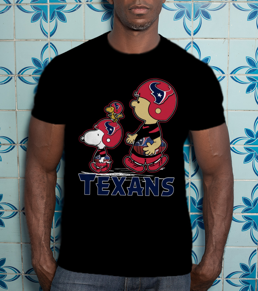 Snpfootball Texas Snoopy And Woodstock With Houston Texans Helmets And Football T-Shirt