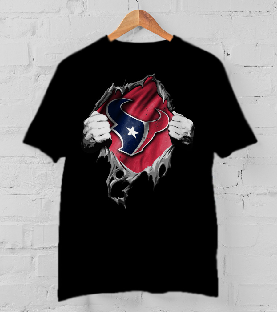Ripped Houston Texans Logo Concept With Torn Fabric Effect T-Shirt