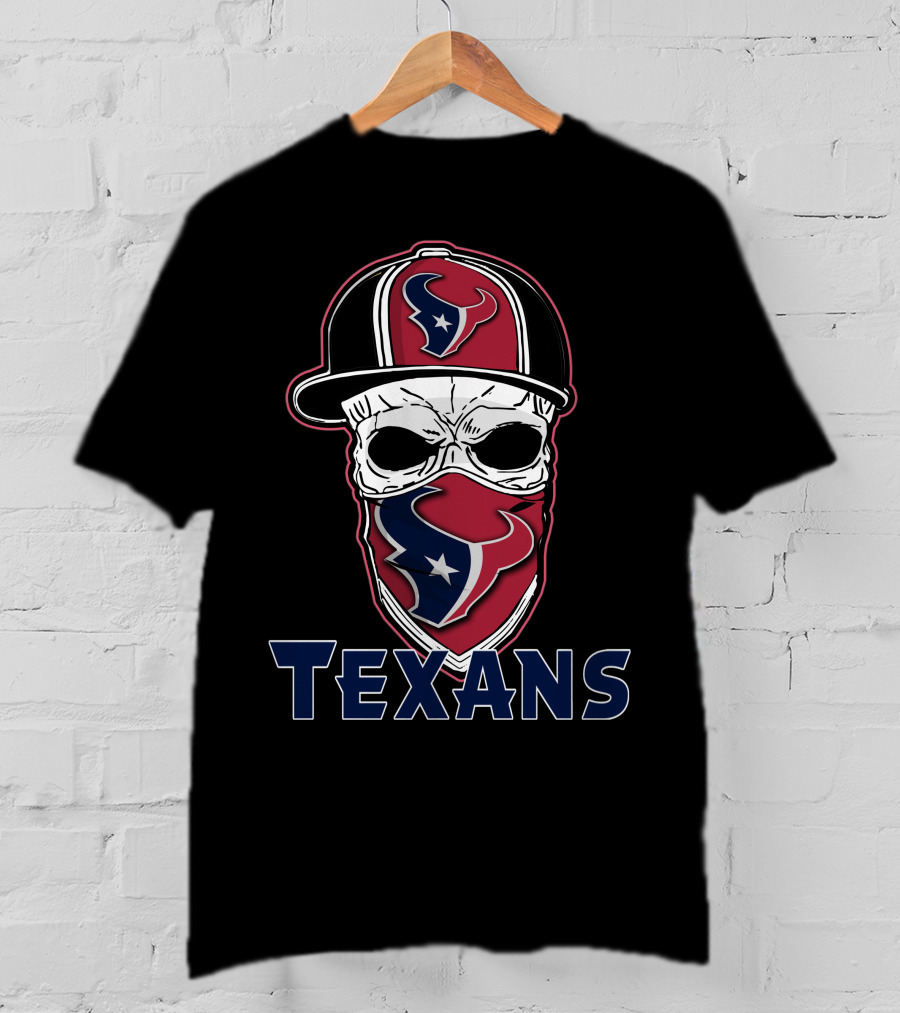 Skull Houston Texans Cap And Bandana T-Shirt