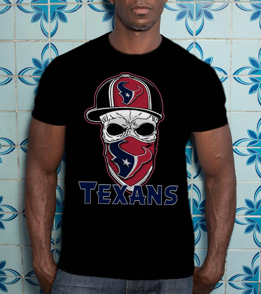 Skull Houston Texans Cap And Bandana T-Shirt
