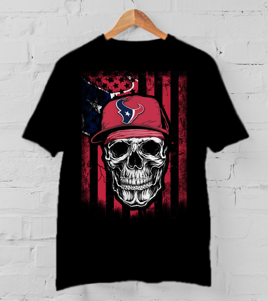 Houston Texans Logo Skull Patriot Flag T-Shirt