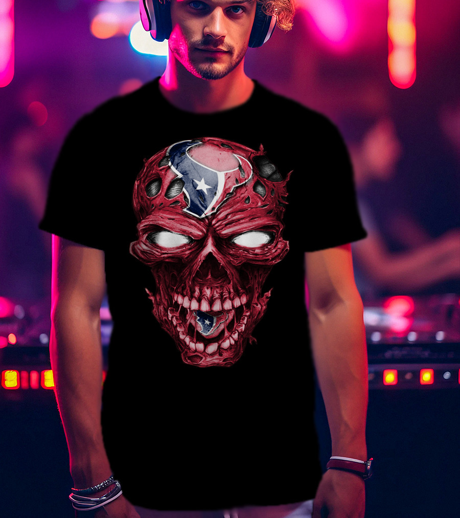 Skull With Houston Texans NFL T-Shirt