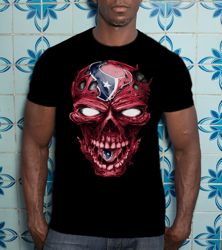 Skull With Houston Texans NFL T-Shirt