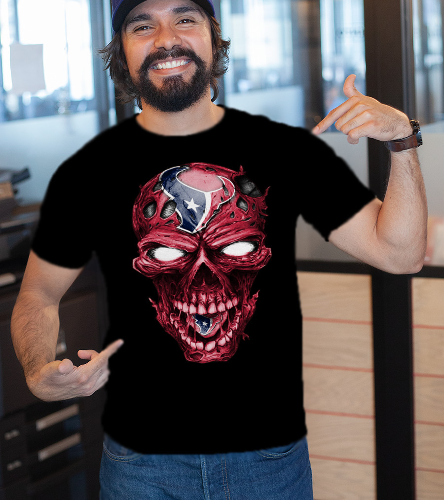 Skull With Houston Texans NFL T-Shirt