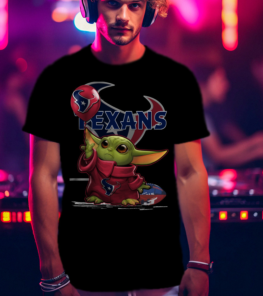 Yoda Houston Texans Balloon Football T-Shirt