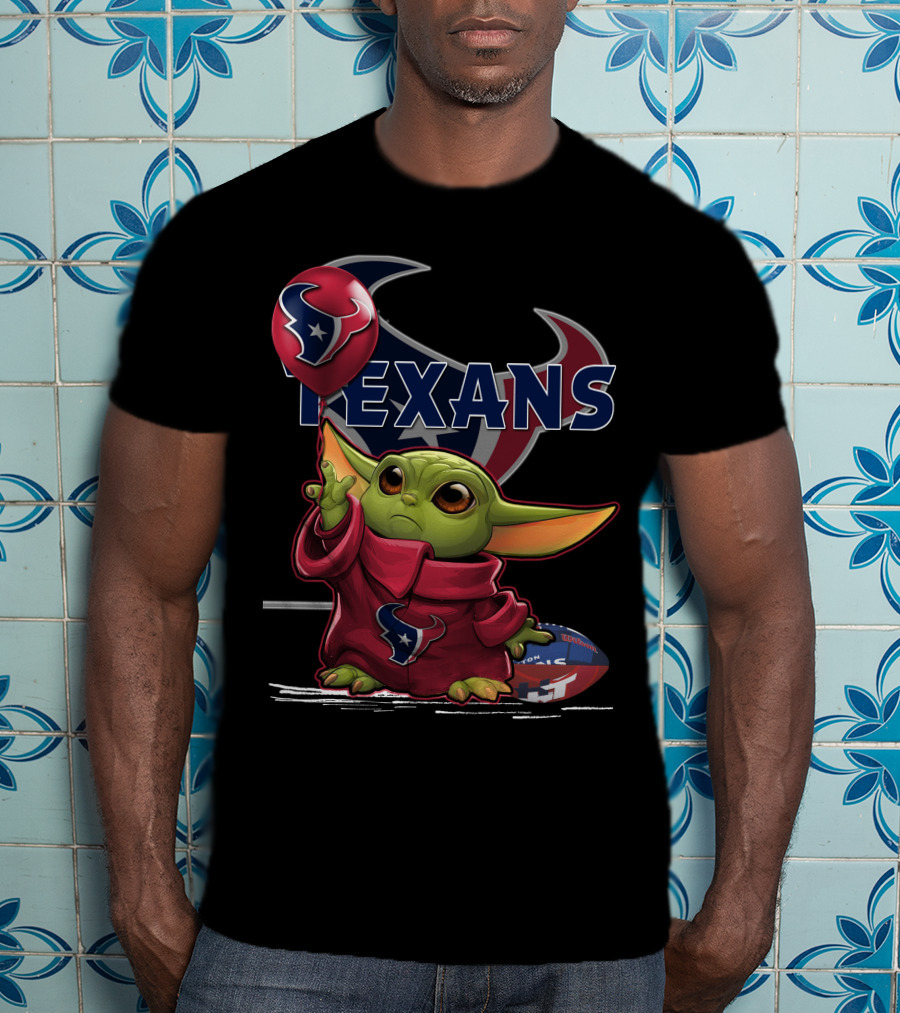 Yoda Houston Texans Balloon Football T-Shirt