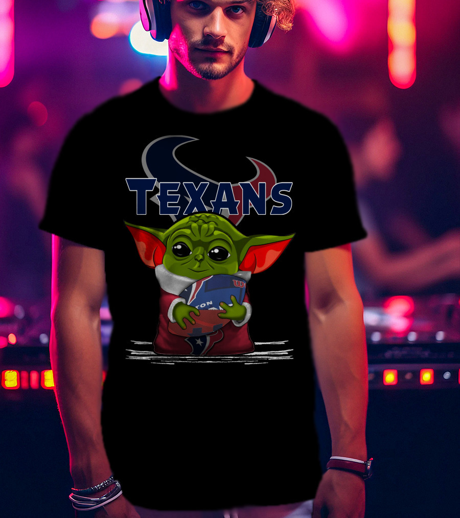 Houston Texans Yoda Holding Football T-Shirt