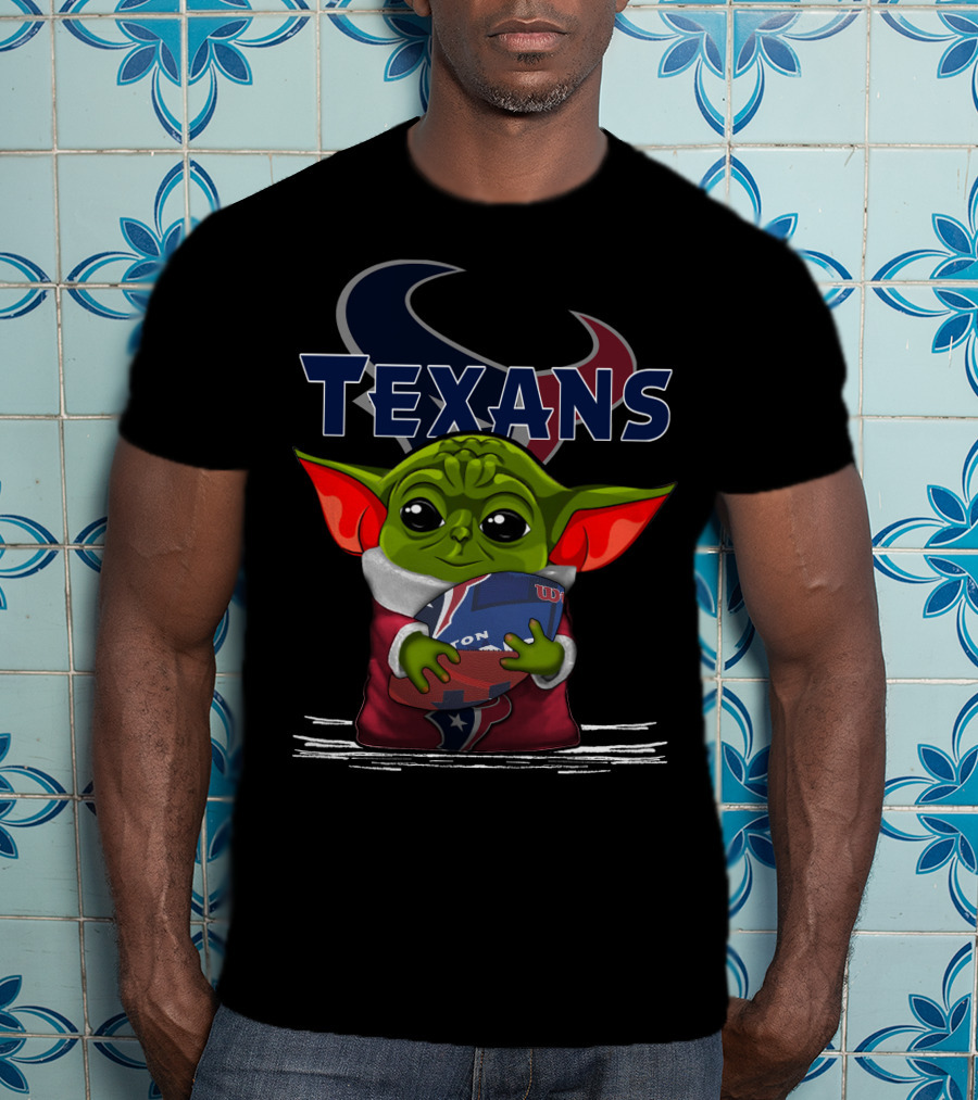 Houston Texans Yoda Holding Football T-Shirt