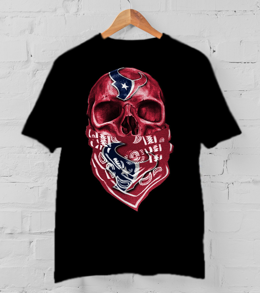 Skull With Houston Texans Bandana T-Shirt