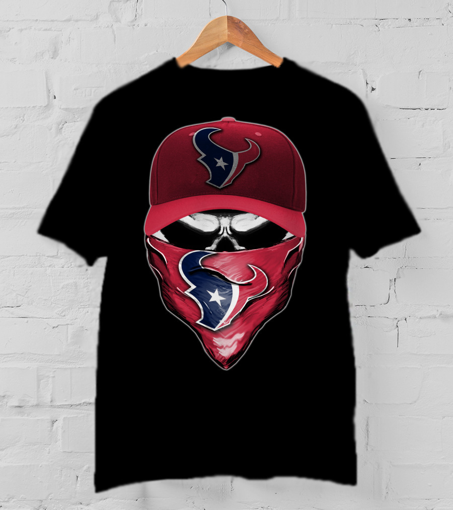 Houston Texans Skull Face Cap Bandana T-Shirt