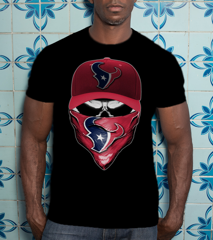 Houston Texans Skull Face Cap Bandana T-Shirt