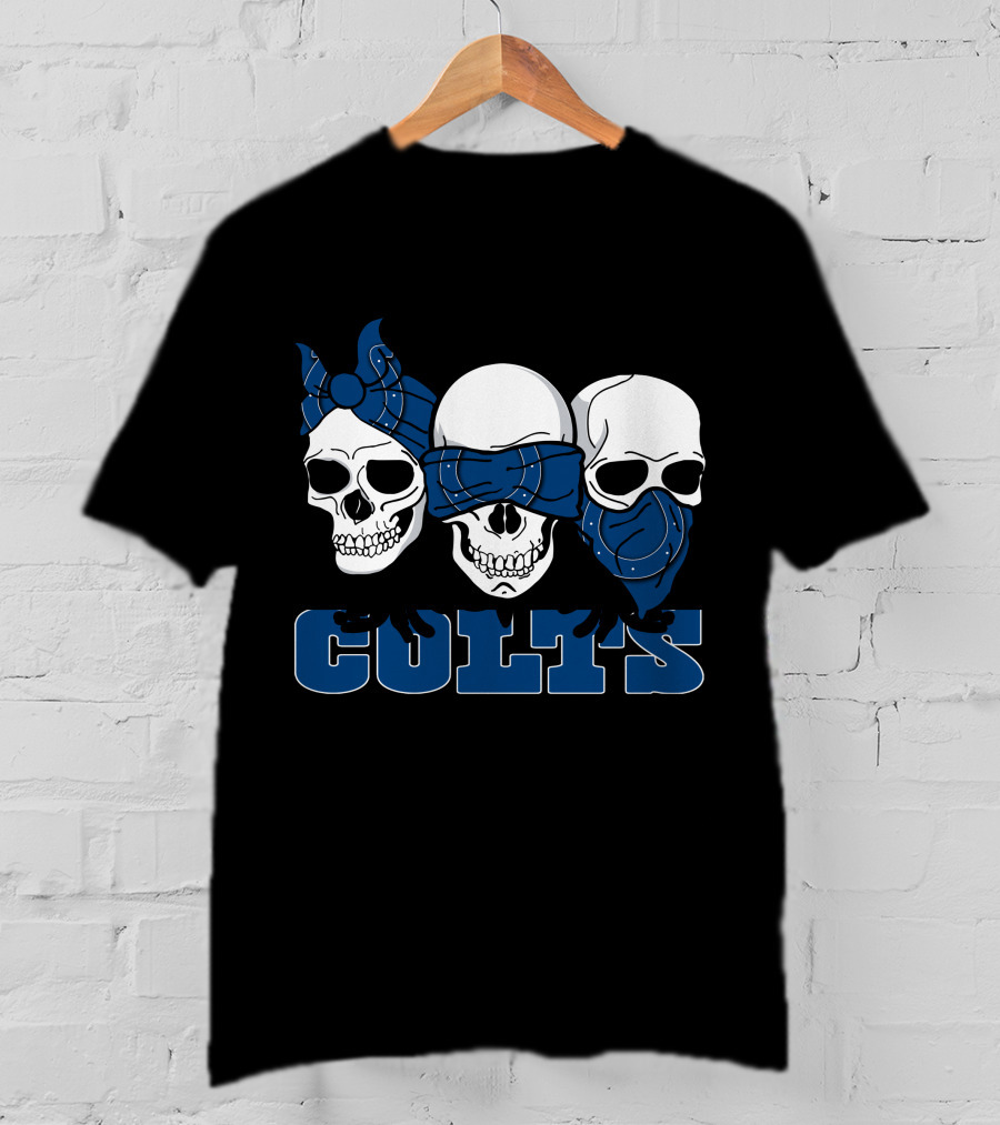 3 Skull Blue Bandana Colts T-Shirt