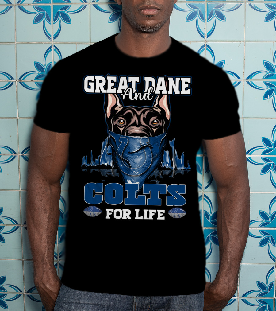 Great Dane And Colts For Life Indianapolis T-Shirt