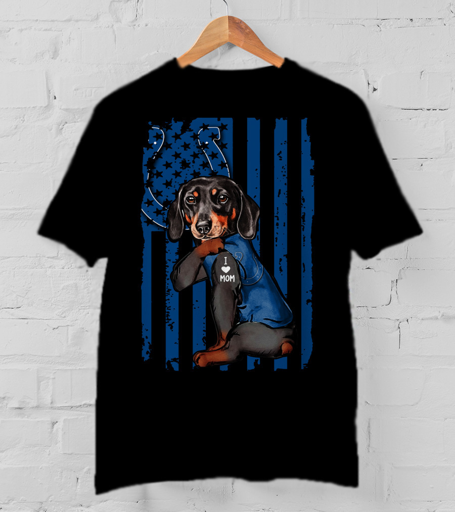 Dachshund I Love Mom Indianapolis Colts T-Shirt