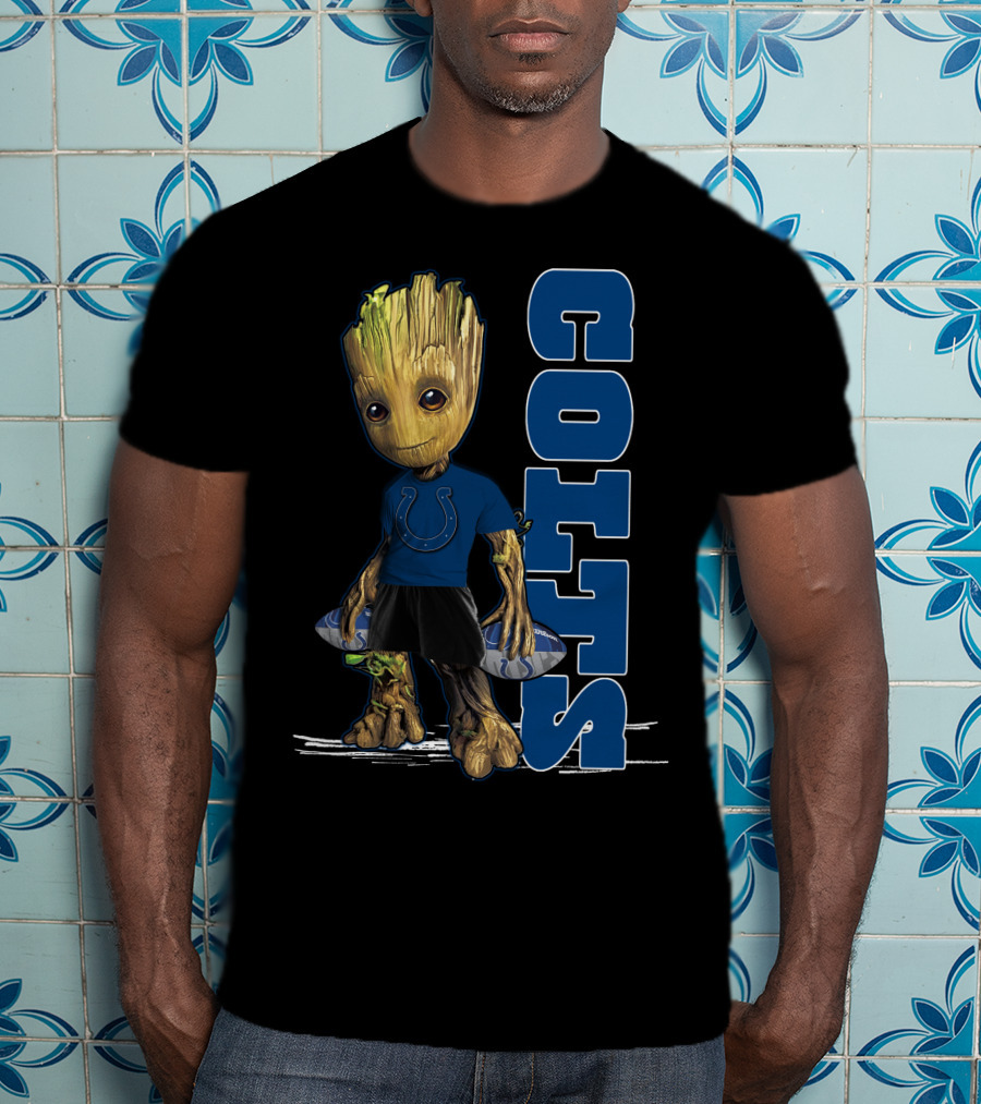 Groot Colts Football Fan With Indianapolis Colts T-Shirt