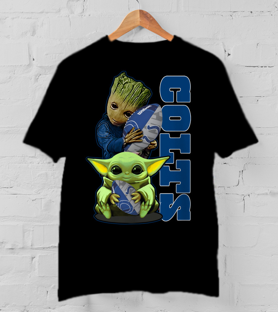 Grzd Indianapolis Colts Football Groot Baby Yoda T-Shirt
