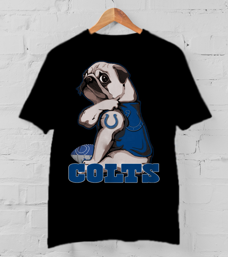 Colts Pug Football Fan Indianapolis T-Shirt