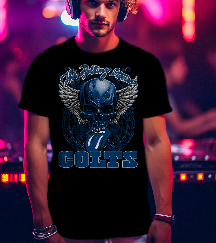 The Rolling Stones Indianapolis Colts Skull Winged Tongue T-Shirt