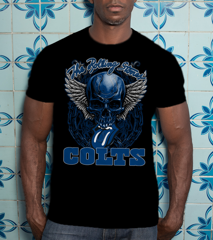 The Rolling Stones Indianapolis Colts Skull Winged Tongue T-Shirt